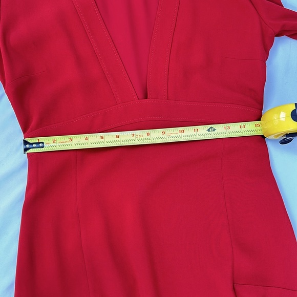 Stella McCartney Deep V Neck Long Sleeve Midi Dress in Red Romance size 44/US 12 - Picture 13 of 16
